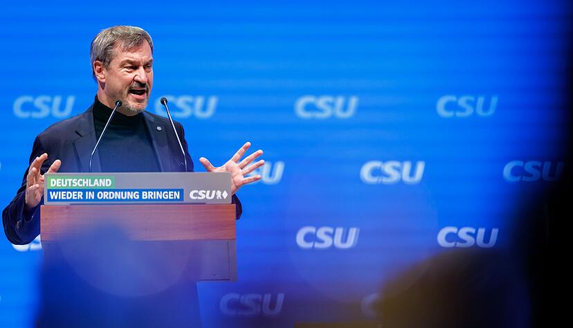 Deutliche Worte in Richtung Kirchen: Markus S&ouml;der auf dem CSU-Parteitag.