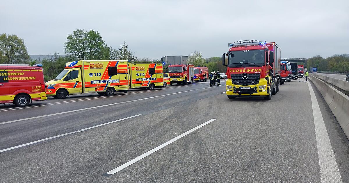 A81 closure towards Stuttgart: Van crashes into truck near Ludwigsburg