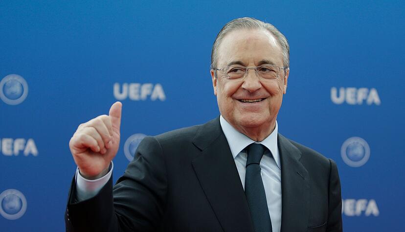 Nach einem weiteren juristischen Erfolg im Streit mit der UEFA um die Super League will Real Madrid unter Club-Präsident Florentino Pérez Schadensersatz geltend machen. Nach einem weiteren juristischen Erfolg im Streit mit der UEFA um die Super League will Real Madrid unter Club-Präsident Florentino Pérez Schadensersatz geltend machen.