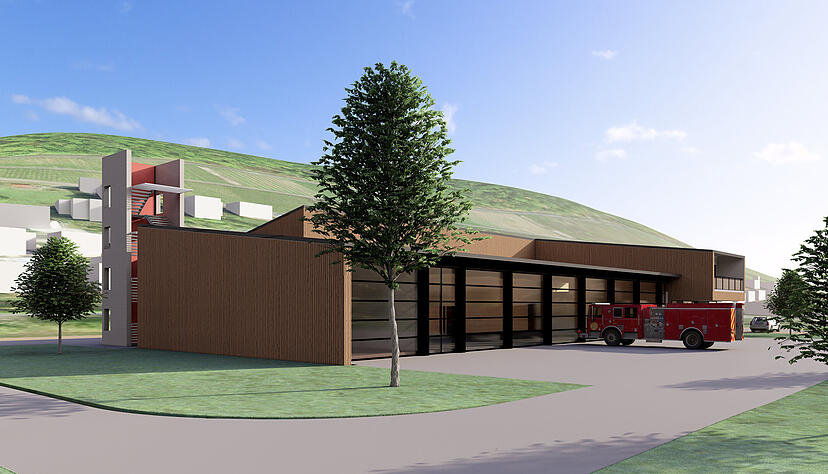 So h&auml;tte die alte Vollversion des Feuerwehrger&auml;tehauses in Forchtenberg von der anderen Seite aus ausgesehen. Der &Uuml;bungsturm am Rand sowie die Waschhalle k&ouml;nnten sp&auml;ter noch erg&auml;nzt werden.