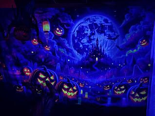 Besucher tauchen im Horrorhaus in Unterheinriet in eine Welt voller Schreckensszenen und düsterem Licht ein. Besucher tauchen im Horrorhaus in Unterheinriet in eine Welt voller Schreckensszenen und düsterem Licht ein.