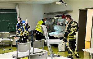 Überflutete Räume in einer Realschule in Neckarsulm. Überflutete Räume in einer Realschule in Neckarsulm.