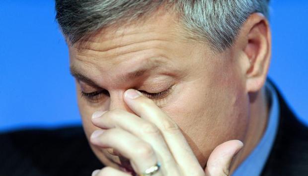 Unfroh: UBS-Topmanager Tom Naratil bei der Verk&uuml;ndung der Quartalsergebnisse.