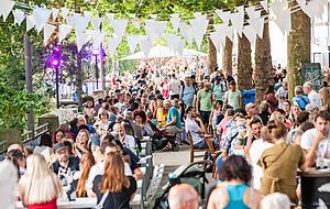 Mit schätzungsweise 25 000 Besuchern war der Samstag ein besucherstarker Tag. Das Durchkommen dauerte an der Neckarmeile länger.