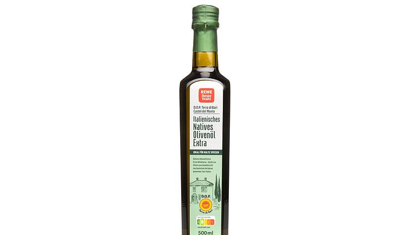 Kam auf Platz 1: das Olivenöl Beste Wahl, Italienisches Natives Olivenöl Extra von Rewe für 15,98 Euro/Liter.