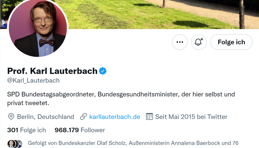 "Twittere selbst und privat", so steht es in Lauterbachs Twitter-Profil.
Foto: HSt