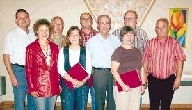 Im Rahmen der Hauptversammlung der SpVgg M&ouml;ckm&uuml;hl wurden langj&auml;hrige Vereinsmitglieder geehrt.Foto: Herbert Darilek